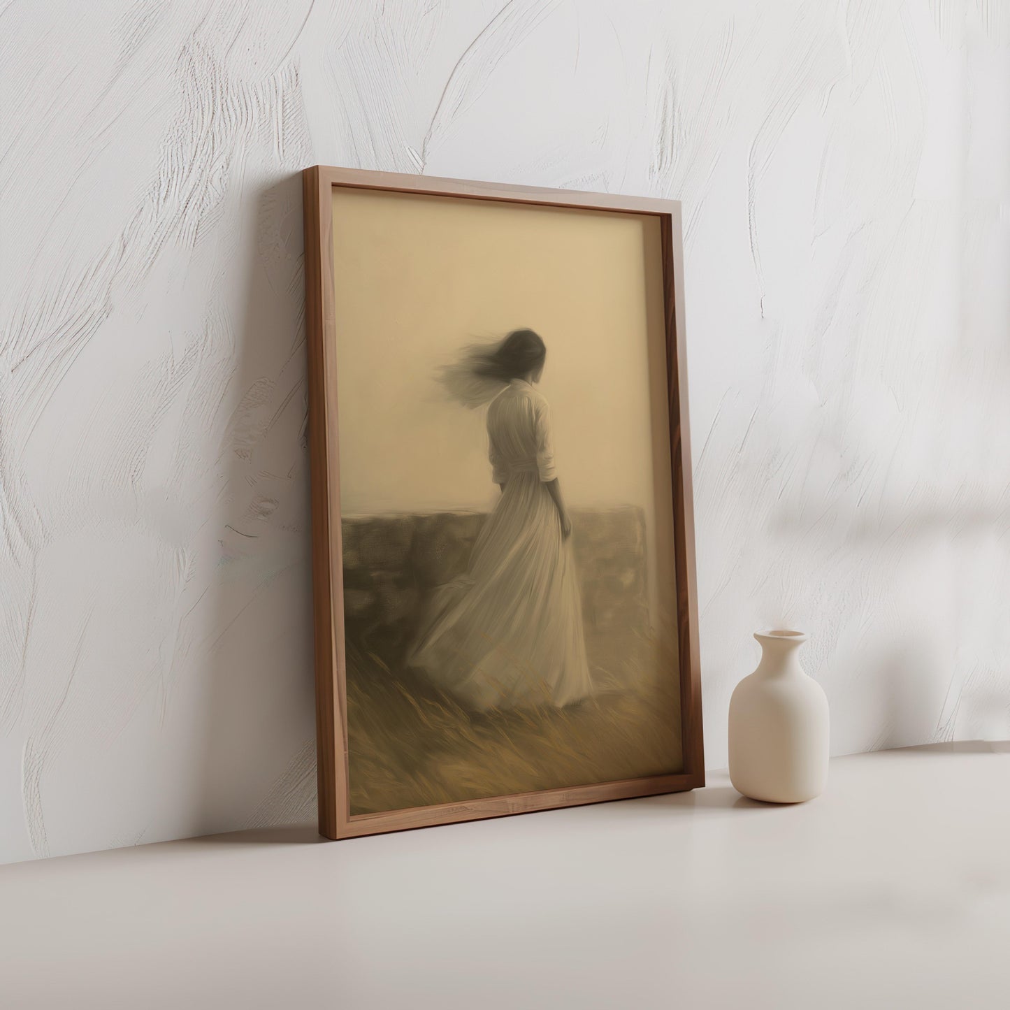 Premium Ethereal Woman Canvas – Dreamy Minimalist Wall Art - Digital Print