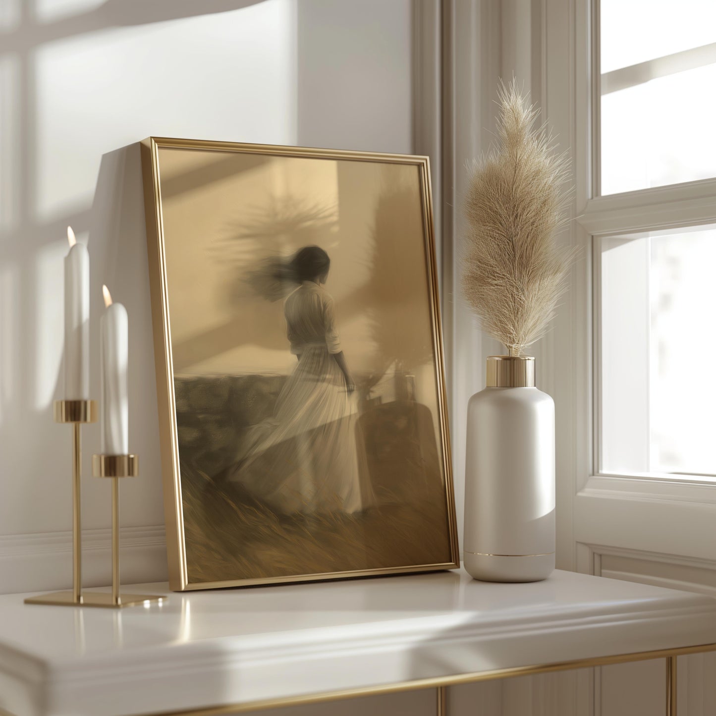Premium Ethereal Woman Canvas – Dreamy Minimalist Wall Art - Digital Print