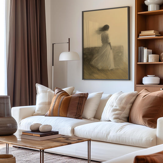 Premium Ethereal Woman Canvas – Dreamy Minimalist Wall Art - Digital Print