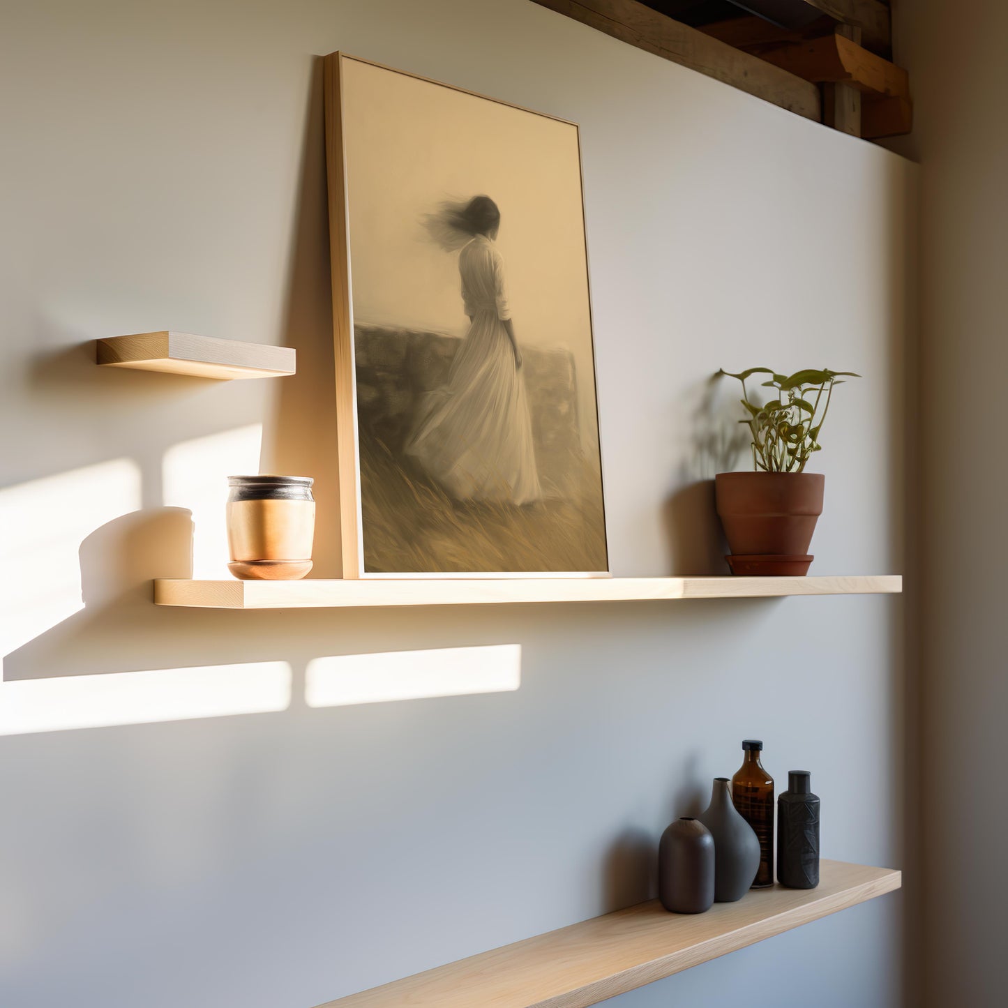 Premium Ethereal Woman Canvas – Dreamy Minimalist Wall Art - Digital Print
