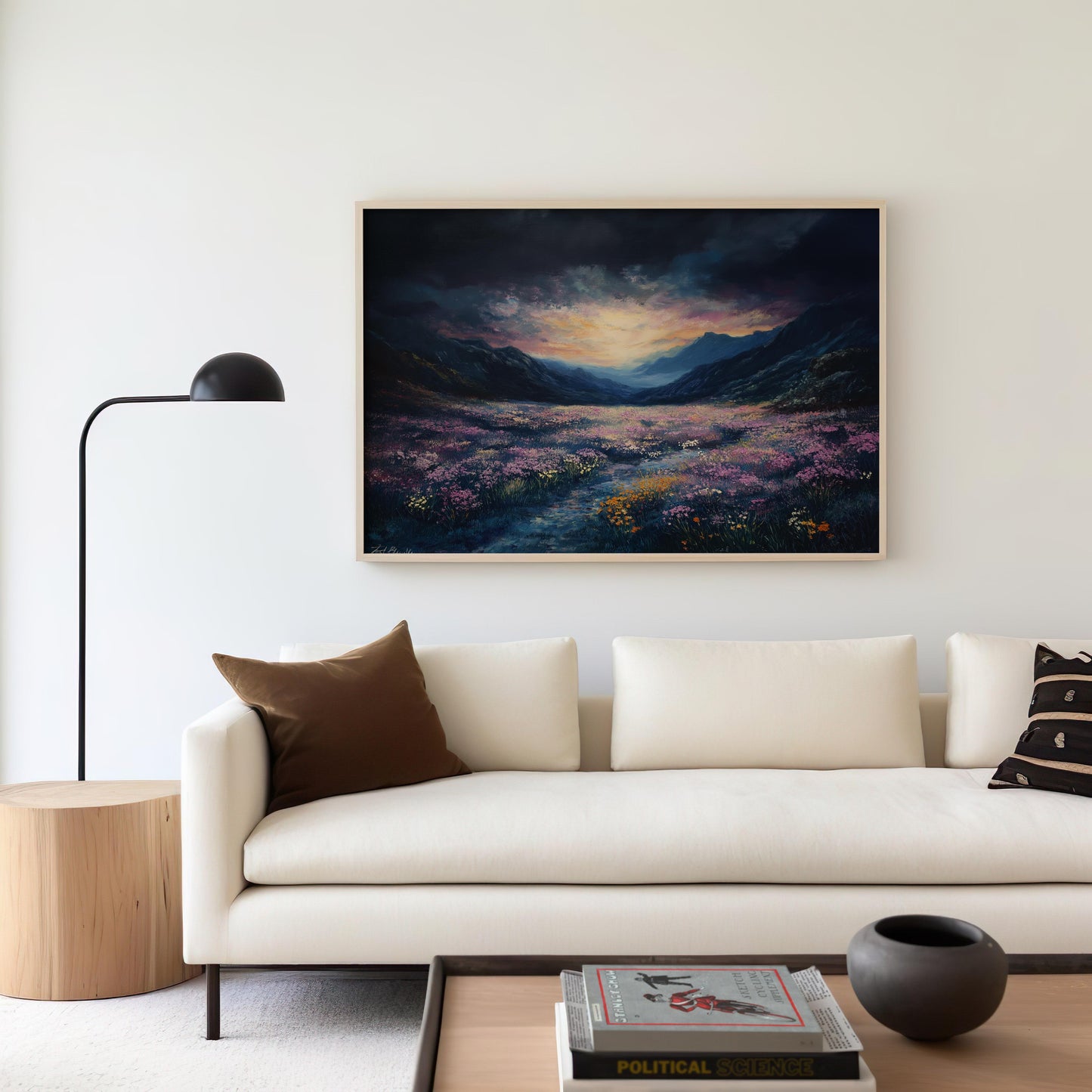 Cosmic Flower Field in Dark Aesthetic - Landscape Wall Art - Flower Poster