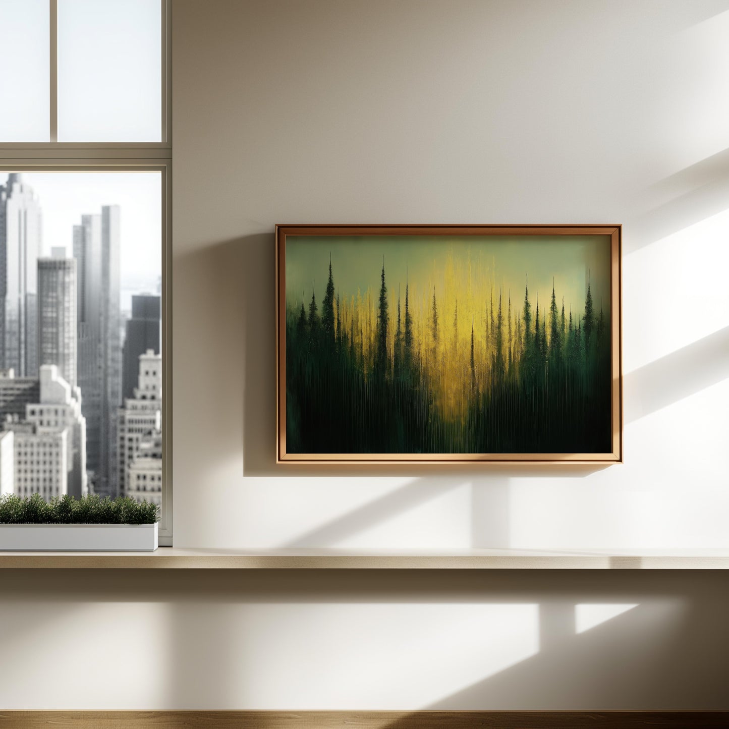 Golden Skyline Modern Abstract Artwork - Golden Forest Sunset Poster