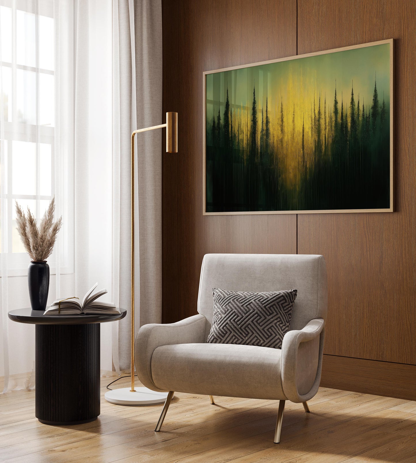 Golden Skyline Modern Abstract Artwork - Golden Forest Sunset Poster