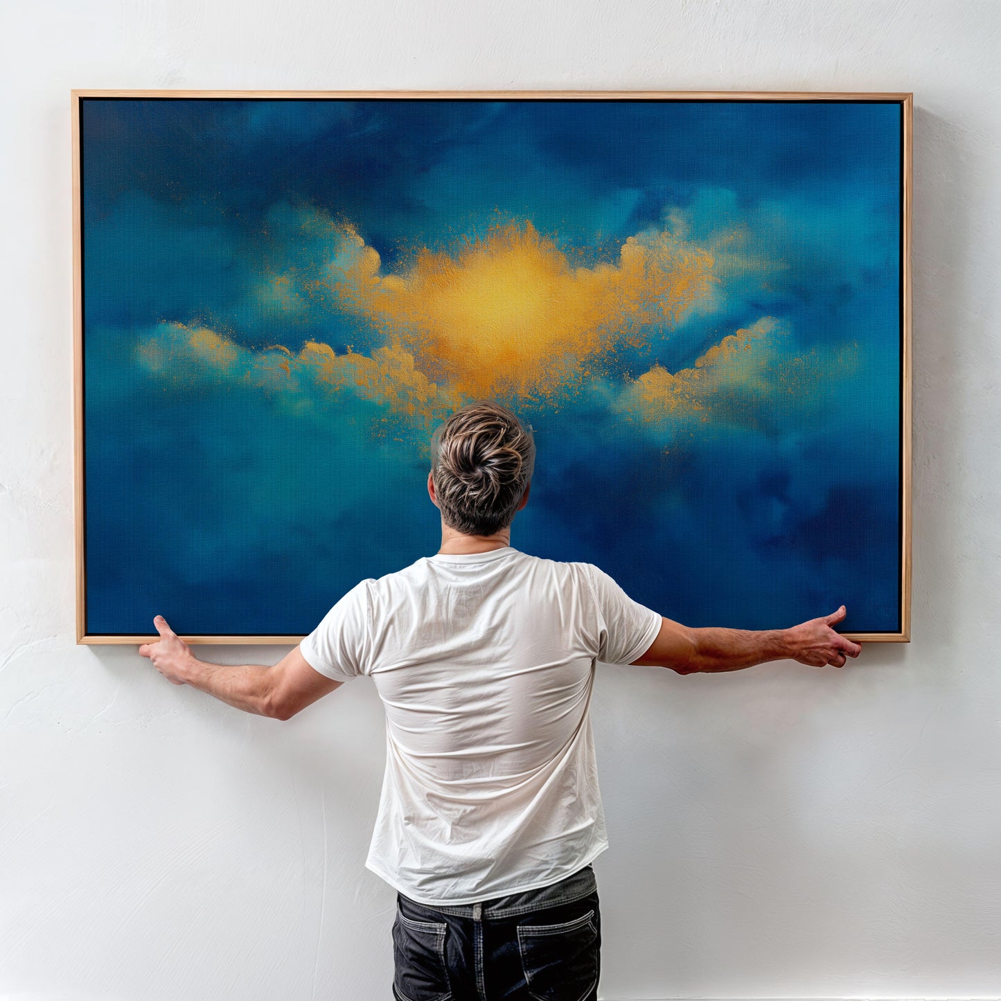 Modern Abstract Art with Gold and Pastel Shimmers - Cloud Wall Art - Sky Poster