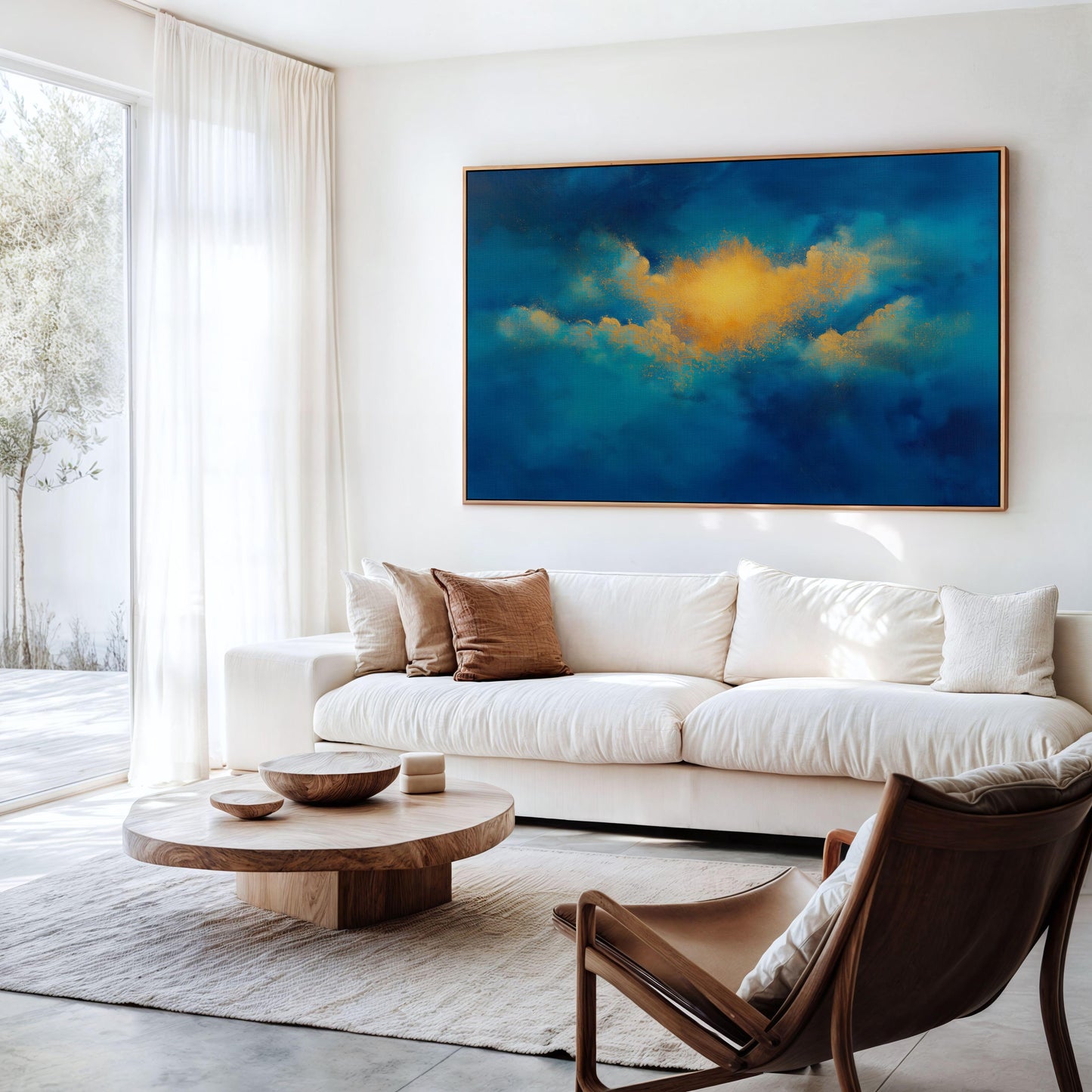 Modern Abstract Art with Gold and Pastel Shimmers - Cloud Wall Art - Sky Poster