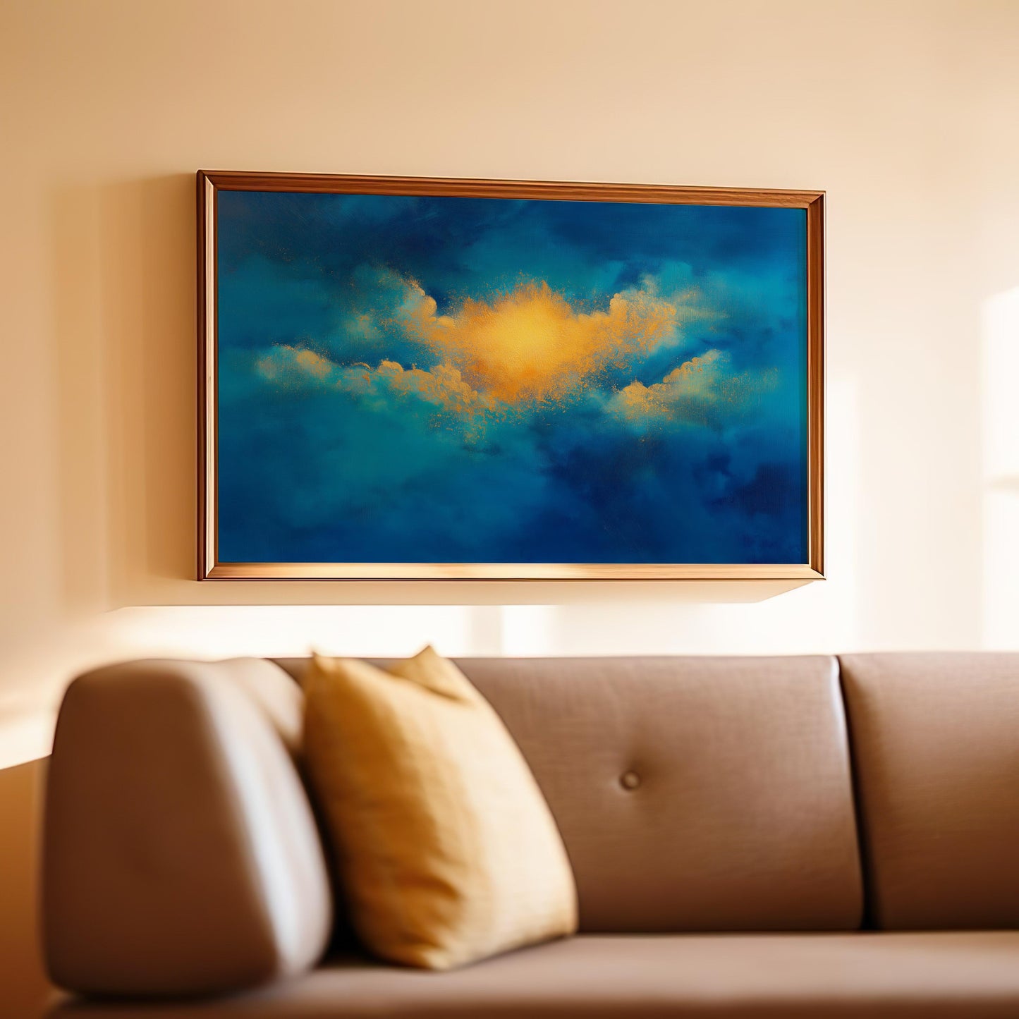 Modern Abstract Art with Gold and Pastel Shimmers - Cloud Wall Art - Sky Poster
