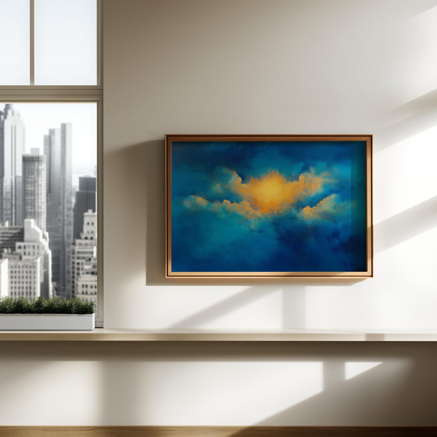 Modern Abstract Art with Gold and Pastel Shimmers - Cloud Wall Art - Sky Poster