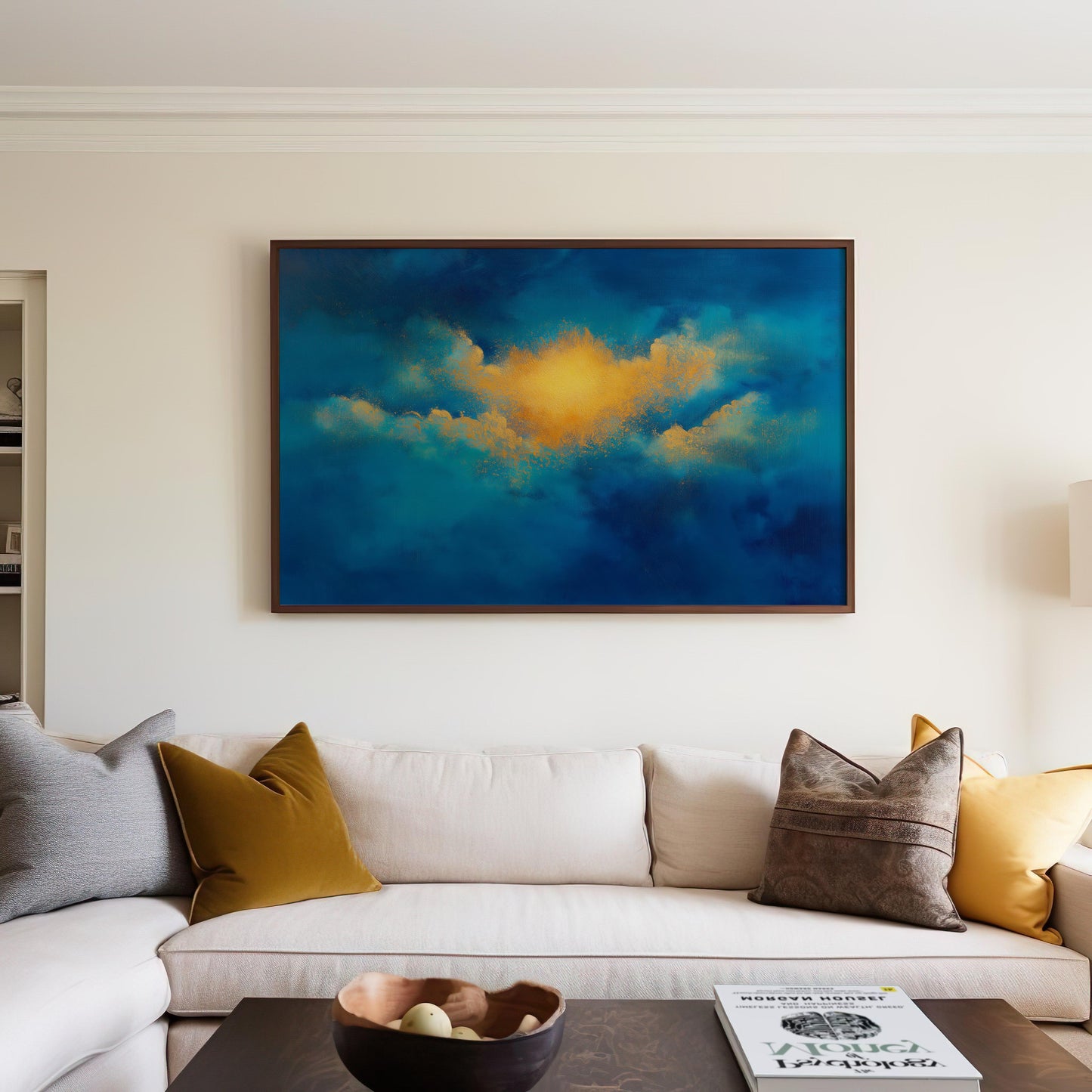 Modern Abstract Art with Gold and Pastel Shimmers - Cloud Wall Art - Sky Poster