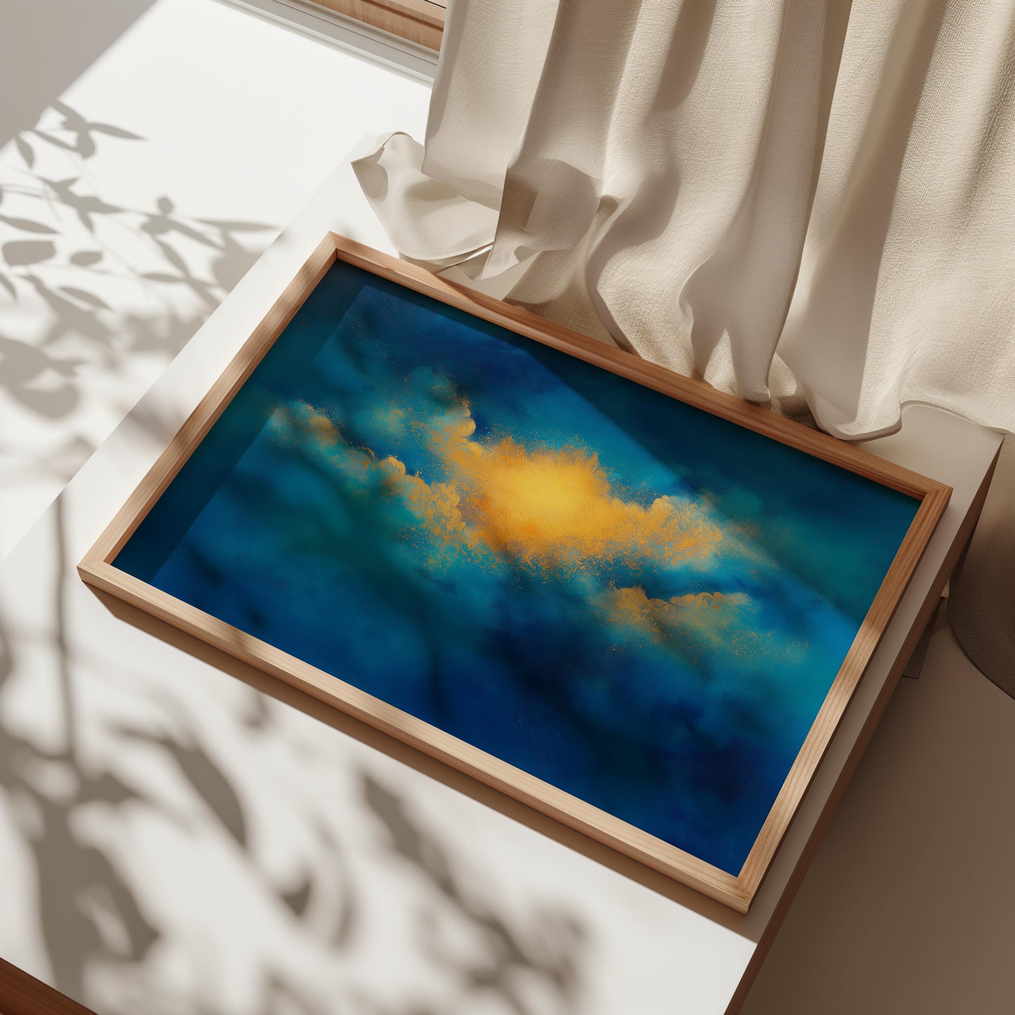 Modern Abstract Art with Gold and Pastel Shimmers - Cloud Wall Art - Sky Poster