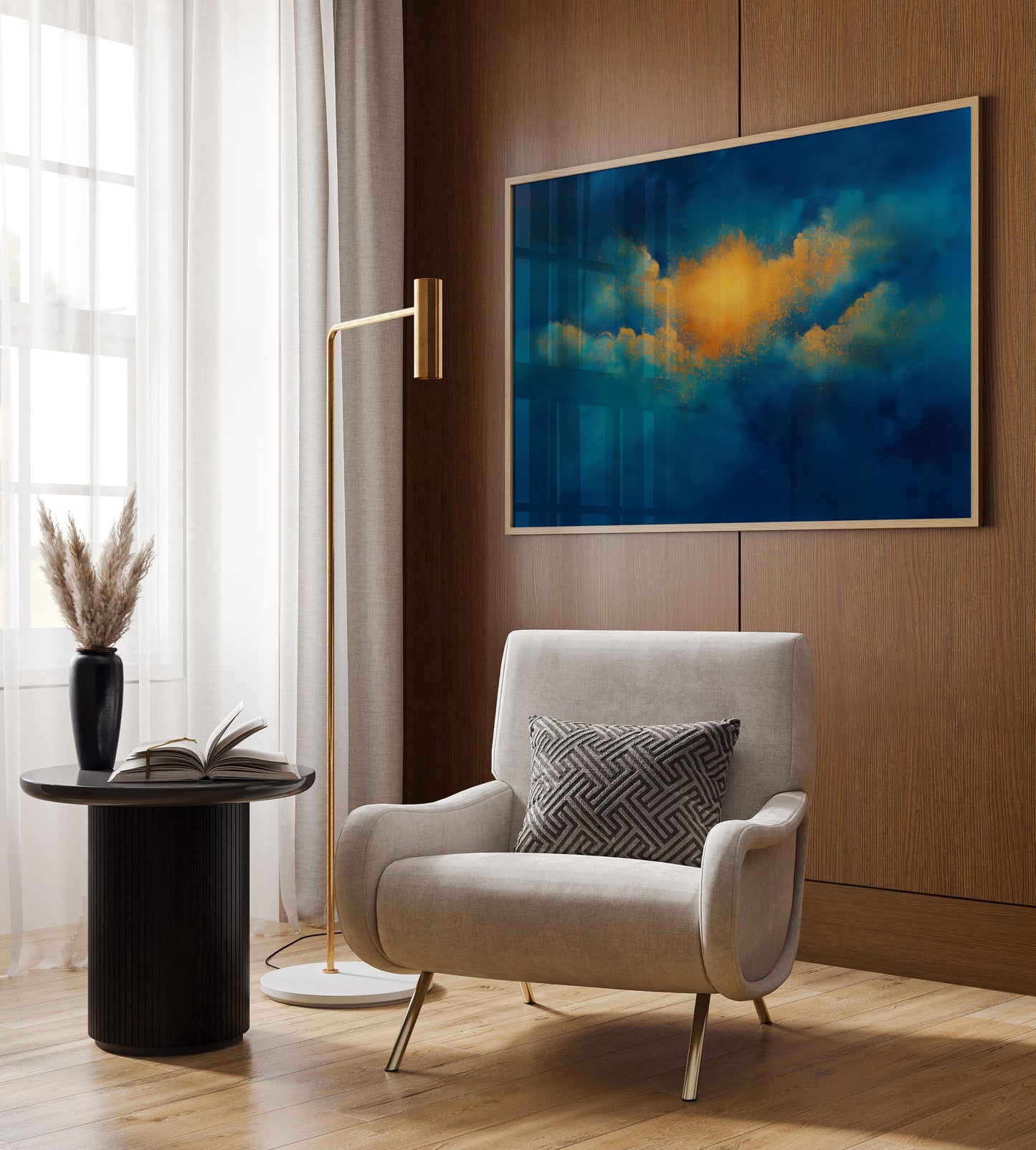 Modern Abstract Art with Gold and Pastel Shimmers - Cloud Wall Art - Sky Poster
