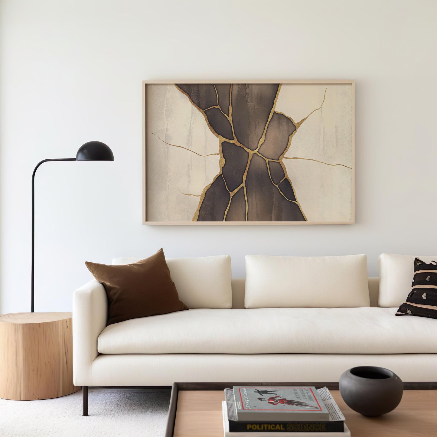 Golden Cracks Abstract Poster III - Earthy Elegance in Minimalism Wall Art