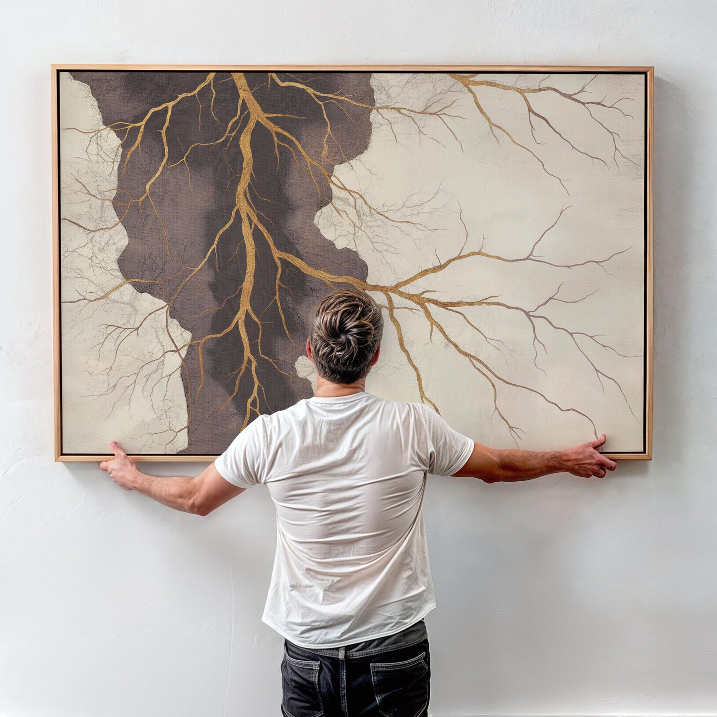Golden Cracks Abstract Poster II - Earthy Elegance in Minimalism Wall Art