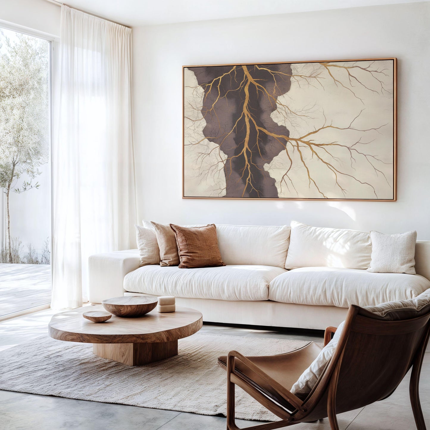 Golden Cracks Abstract Poster II - Earthy Elegance in Minimalism Wall Art