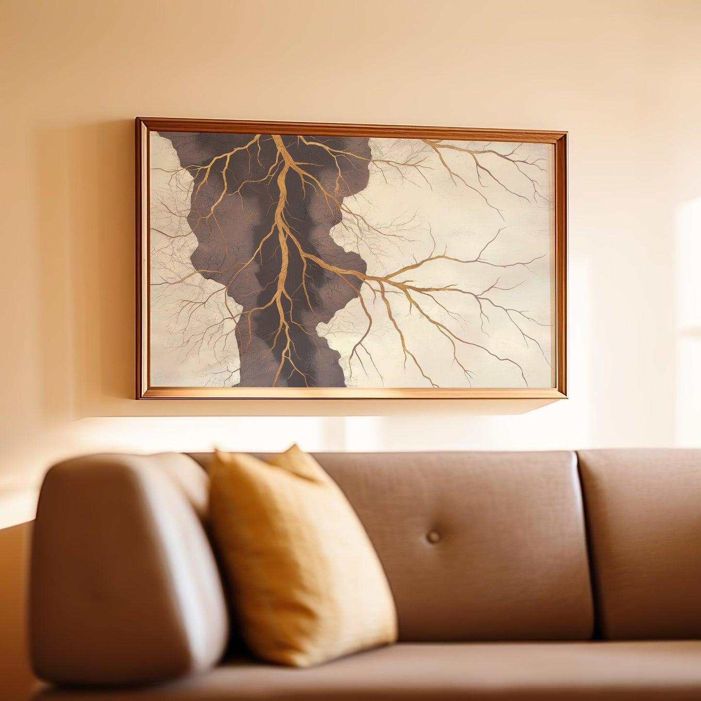 Golden Cracks Abstract Poster II - Earthy Elegance in Minimalism Wall Art