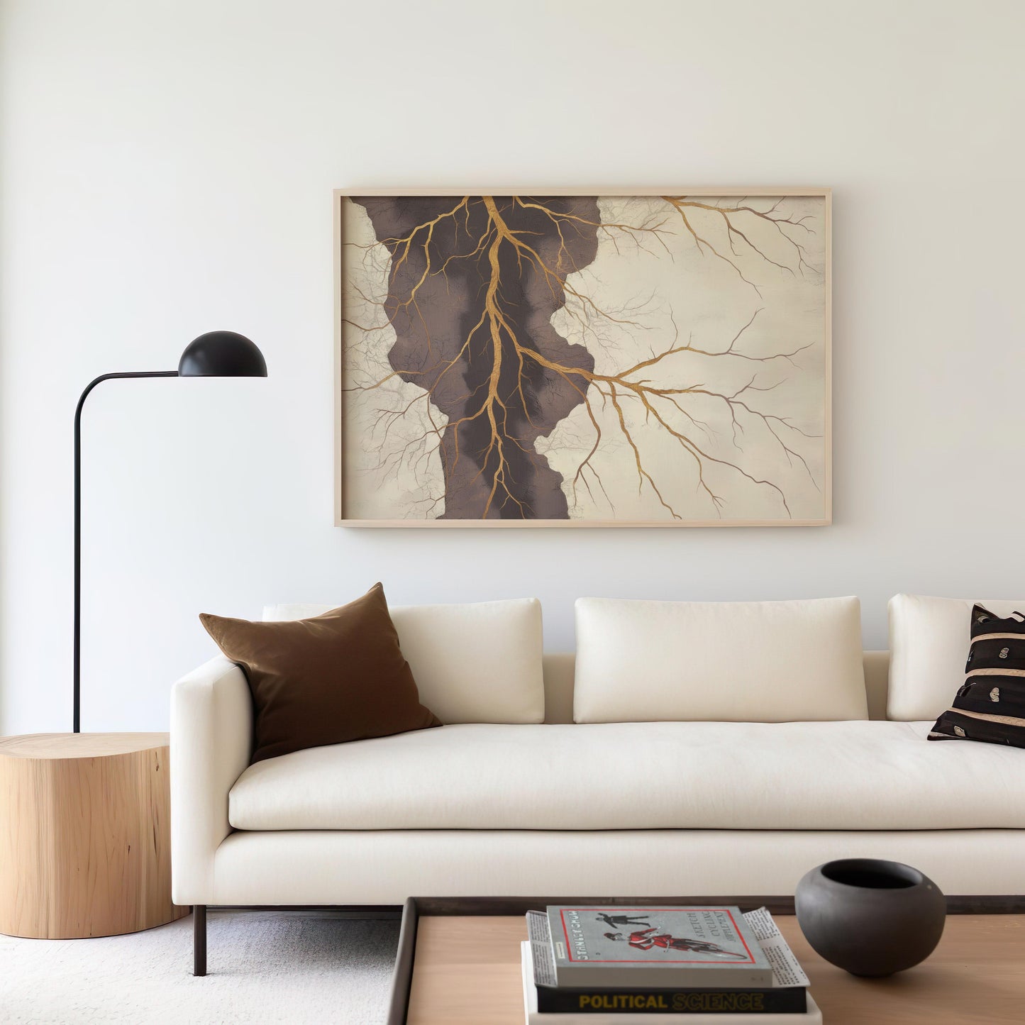Golden Cracks Abstract Poster II - Earthy Elegance in Minimalism Wall Art