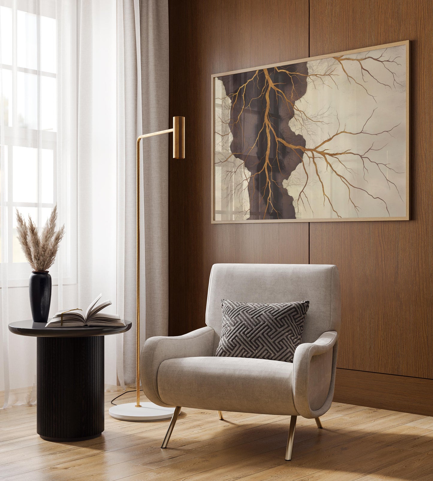Golden Cracks Abstract Poster II - Earthy Elegance in Minimalism Wall Art