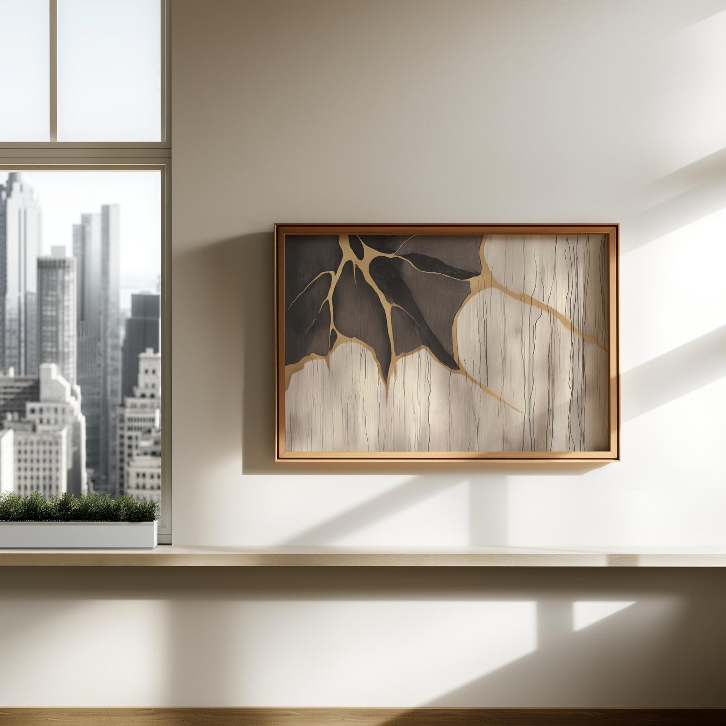Golden Cracks Abstract Poster I - Earthy Elegance in Minimalism Wall Art