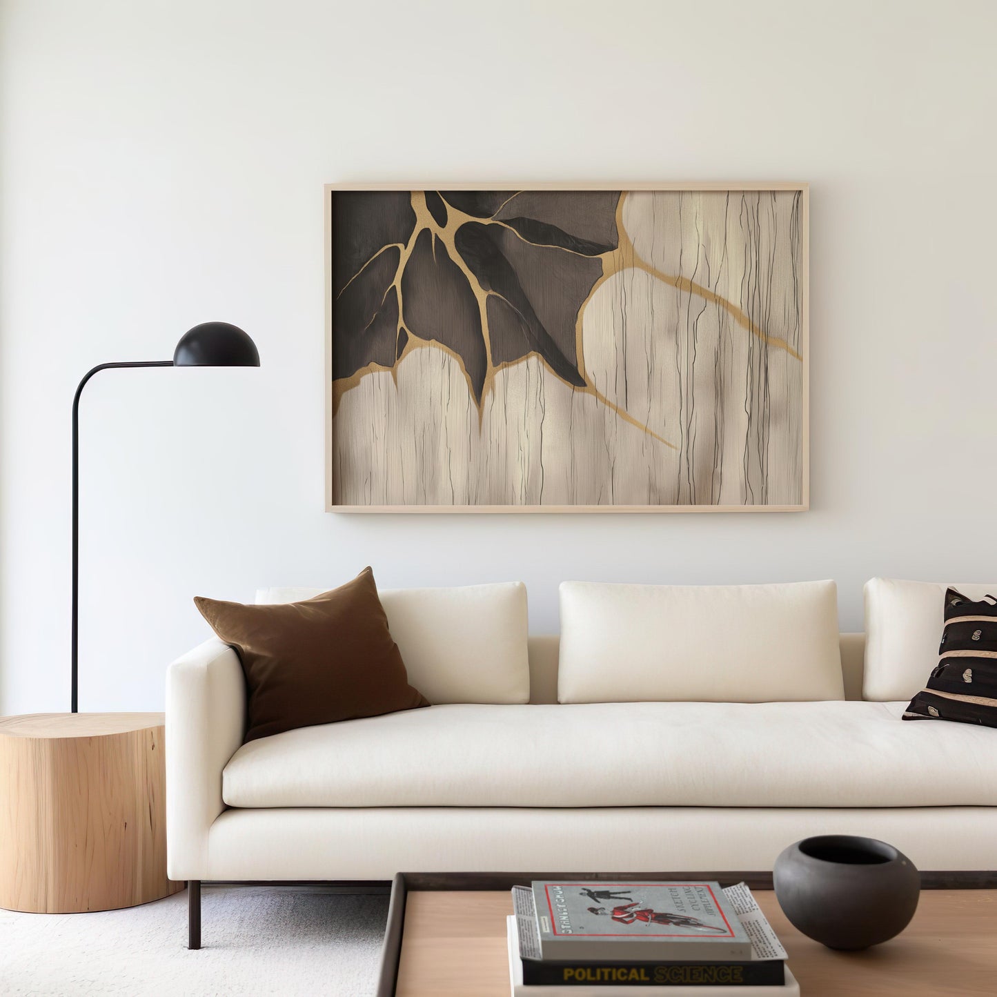 Golden Cracks Abstract Poster I - Earthy Elegance in Minimalism Wall Art