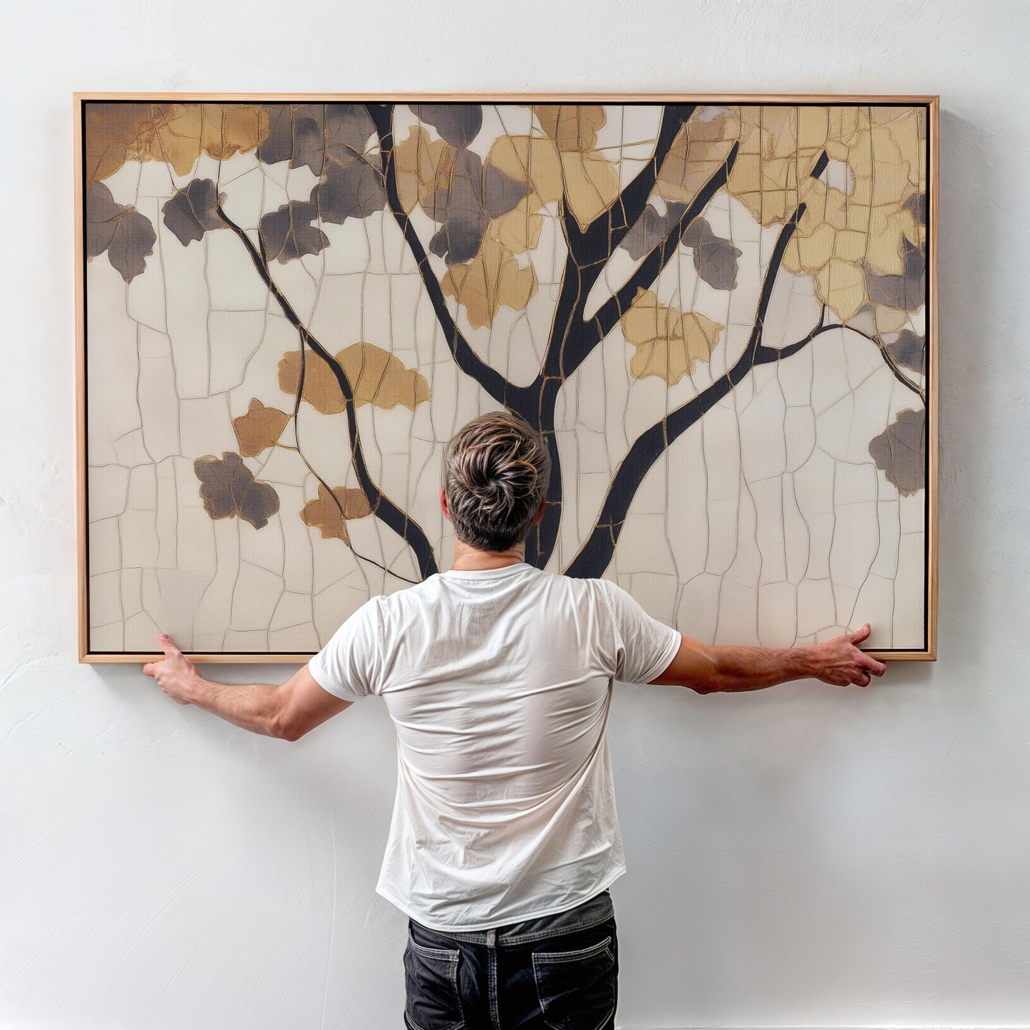 Golden Mosaic Tree Poster - Timeless Elegance Wall Art - Digital Print