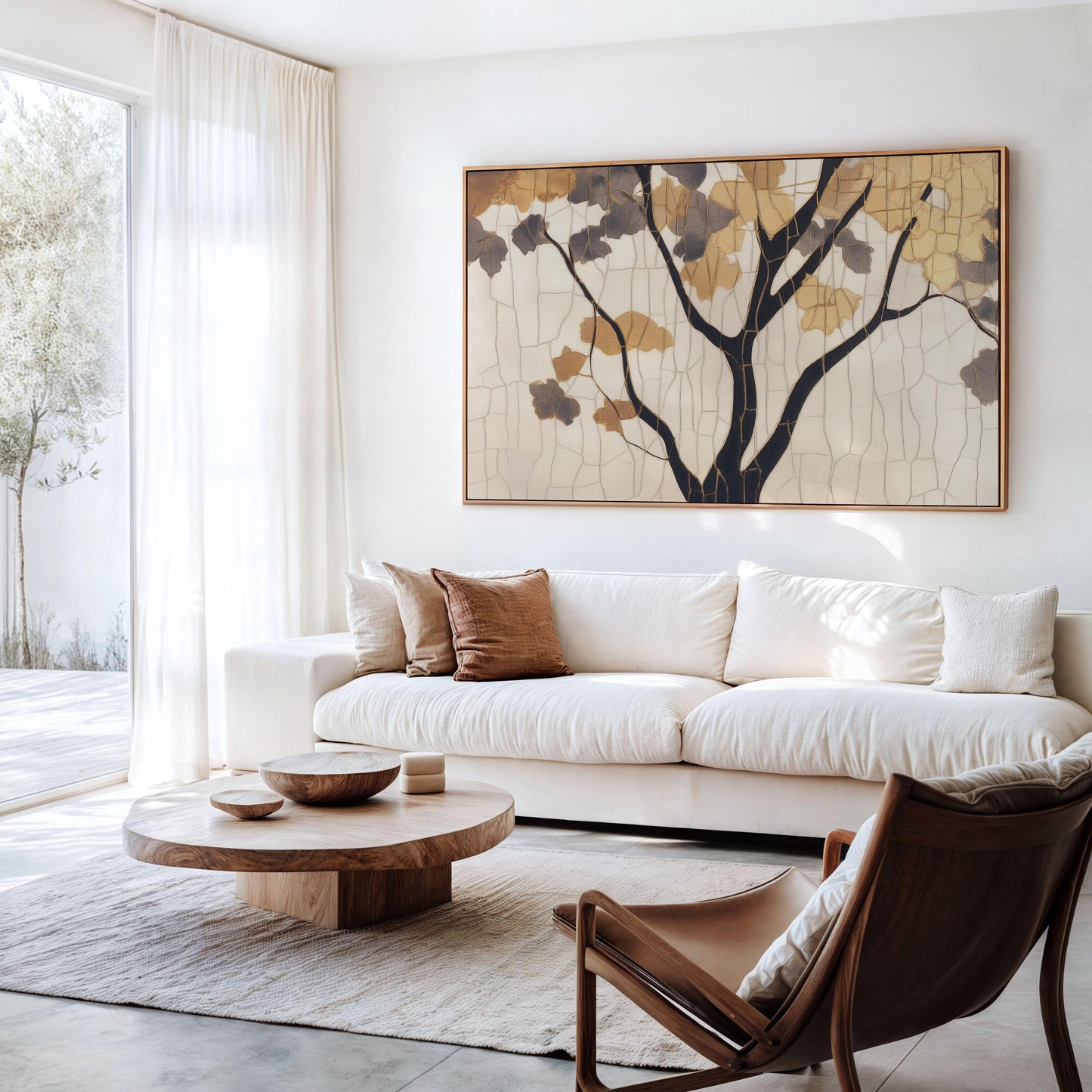 Golden Mosaic Tree Poster - Timeless Elegance Wall Art - Digital Print