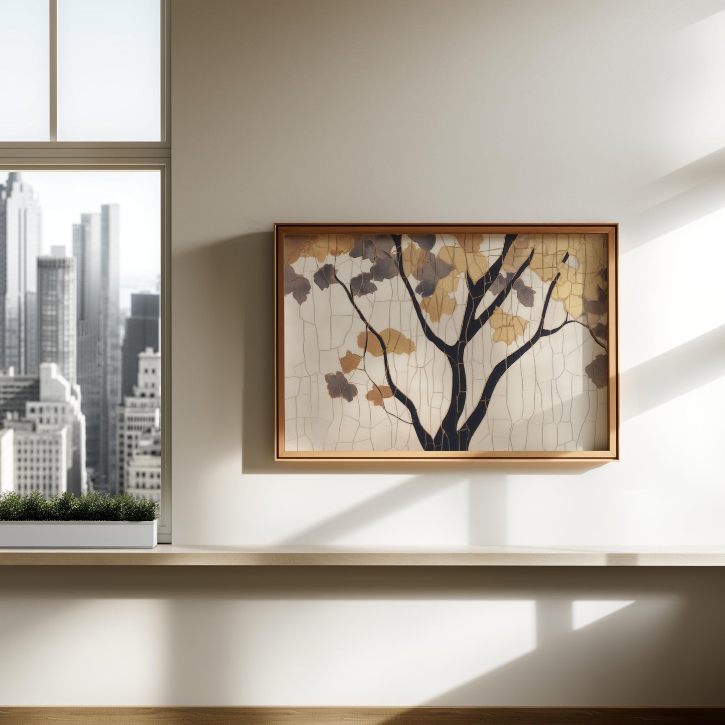 Golden Mosaic Tree Poster - Timeless Elegance Wall Art - Digital Print
