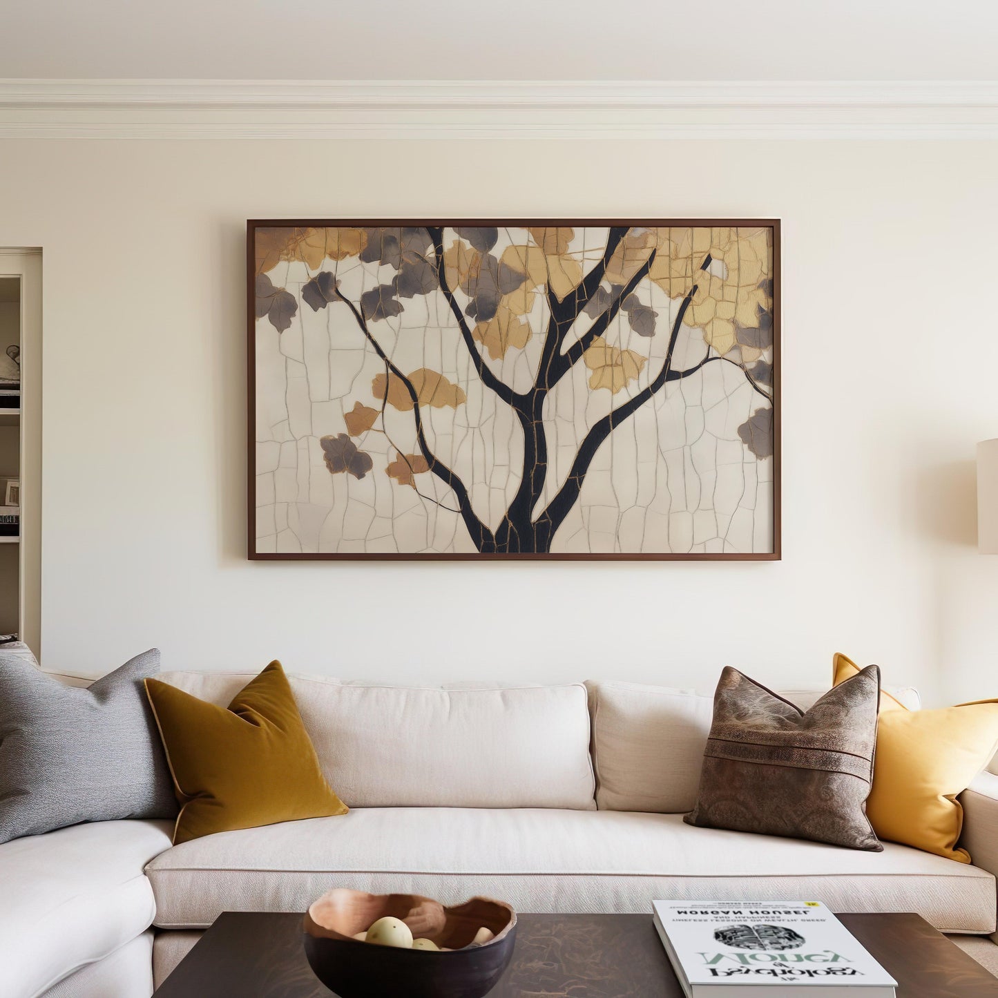 Golden Mosaic Tree Poster - Timeless Elegance Wall Art - Digital Print