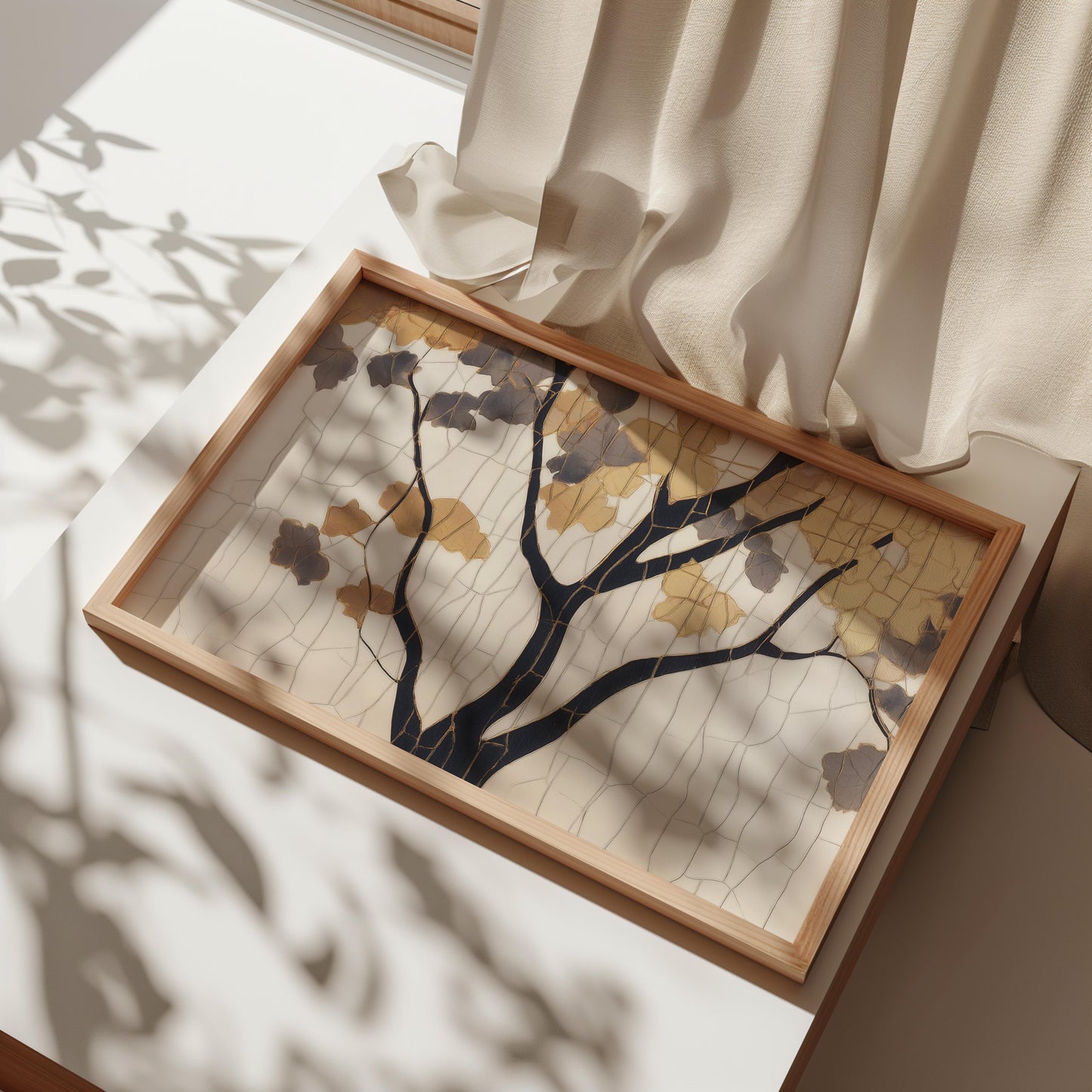Golden Mosaic Tree Poster - Timeless Elegance Wall Art - Digital Print