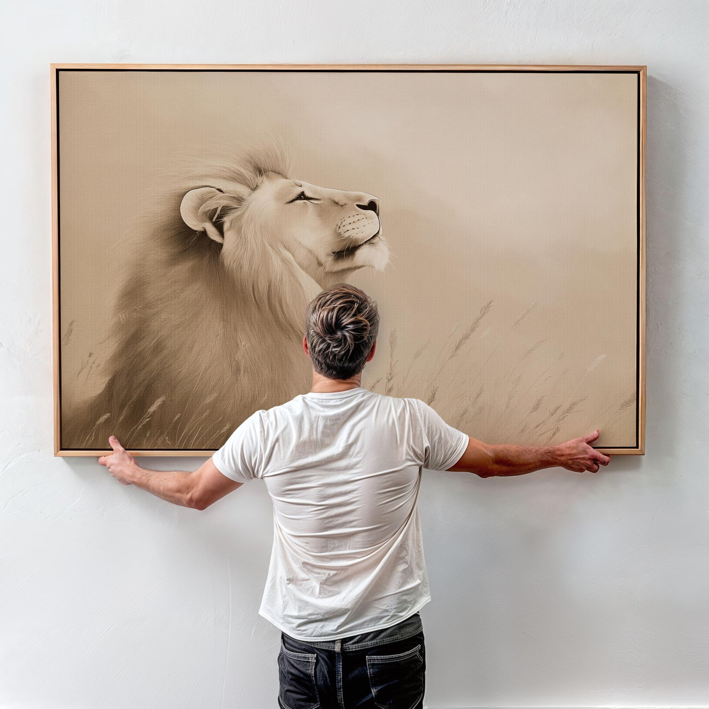Majestic Lion in the Golden Savanna Poster - Animal Wall Art