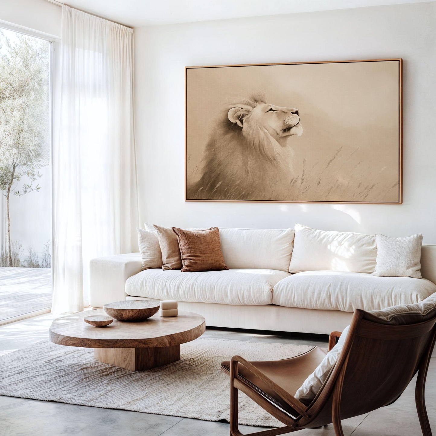 Majestic Lion in the Golden Savanna Poster - Animal Wall Art