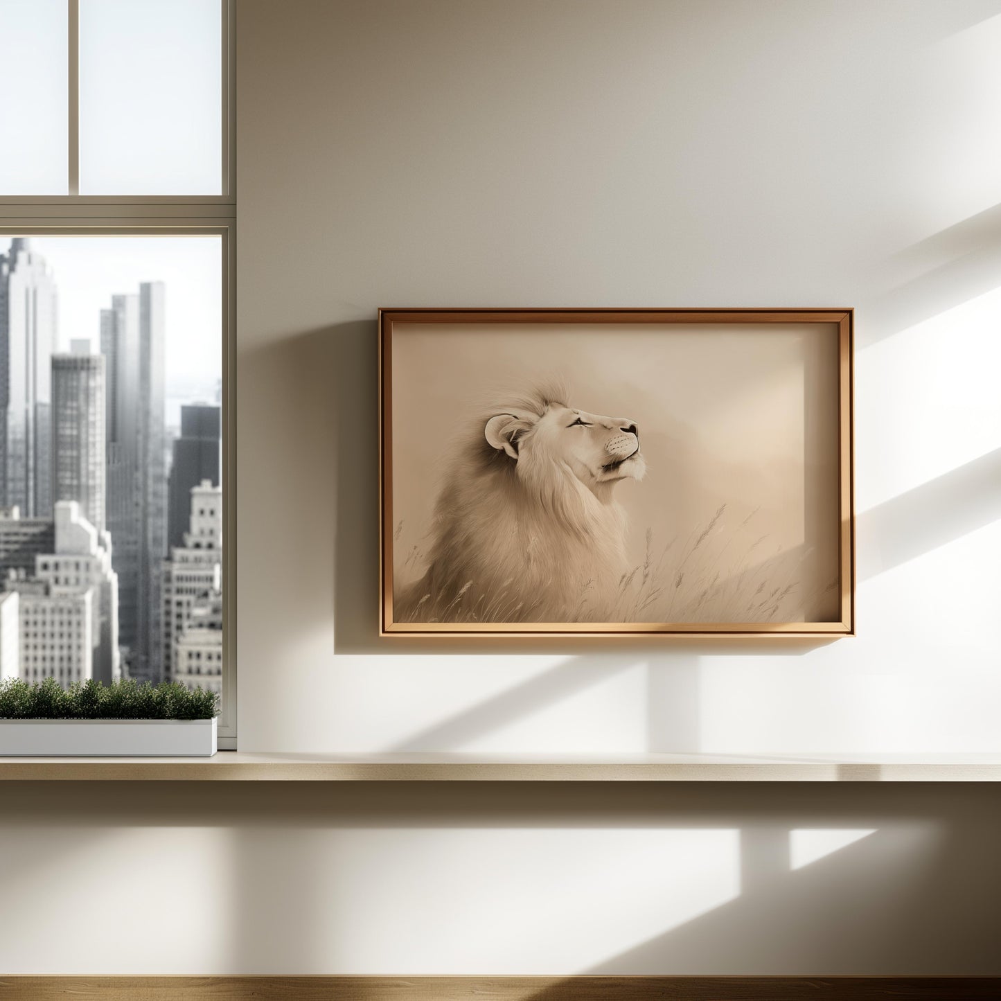 Majestic Lion in the Golden Savanna Poster - Animal Wall Art