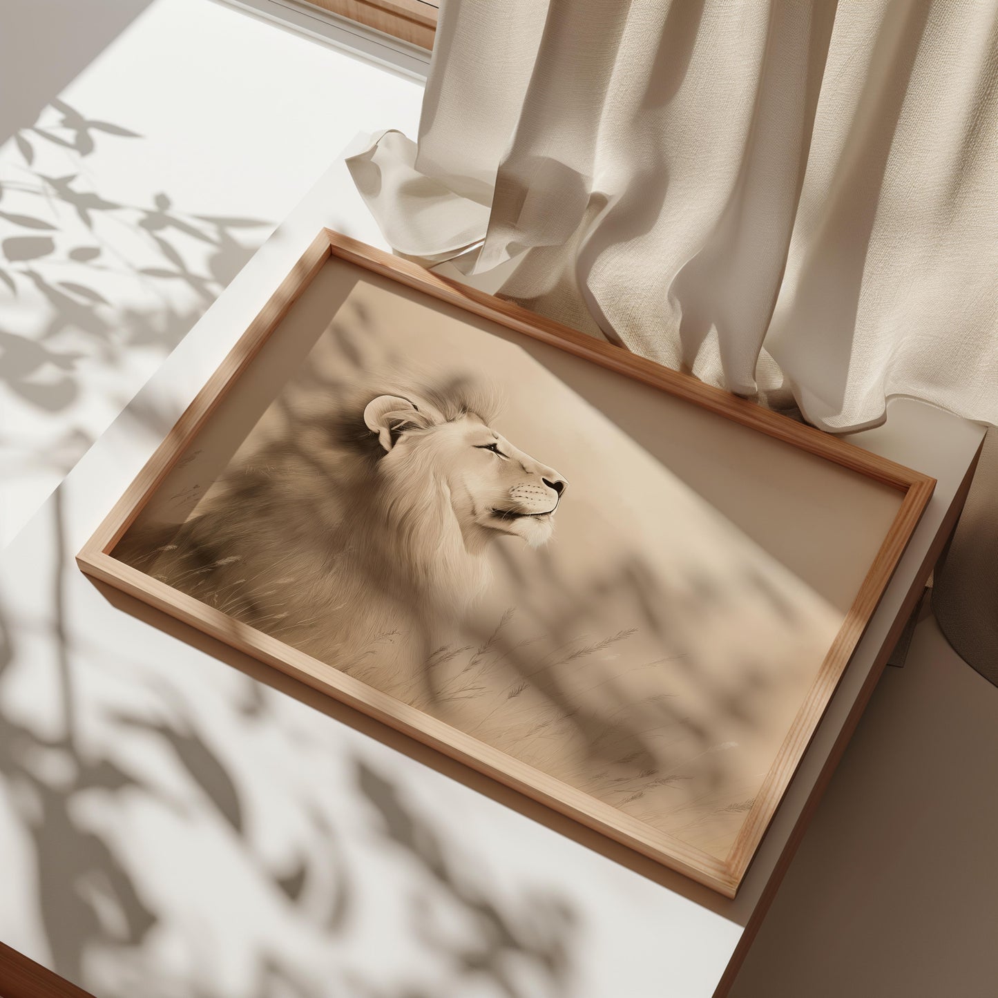 Majestic Lion in the Golden Savanna Poster - Animal Wall Art
