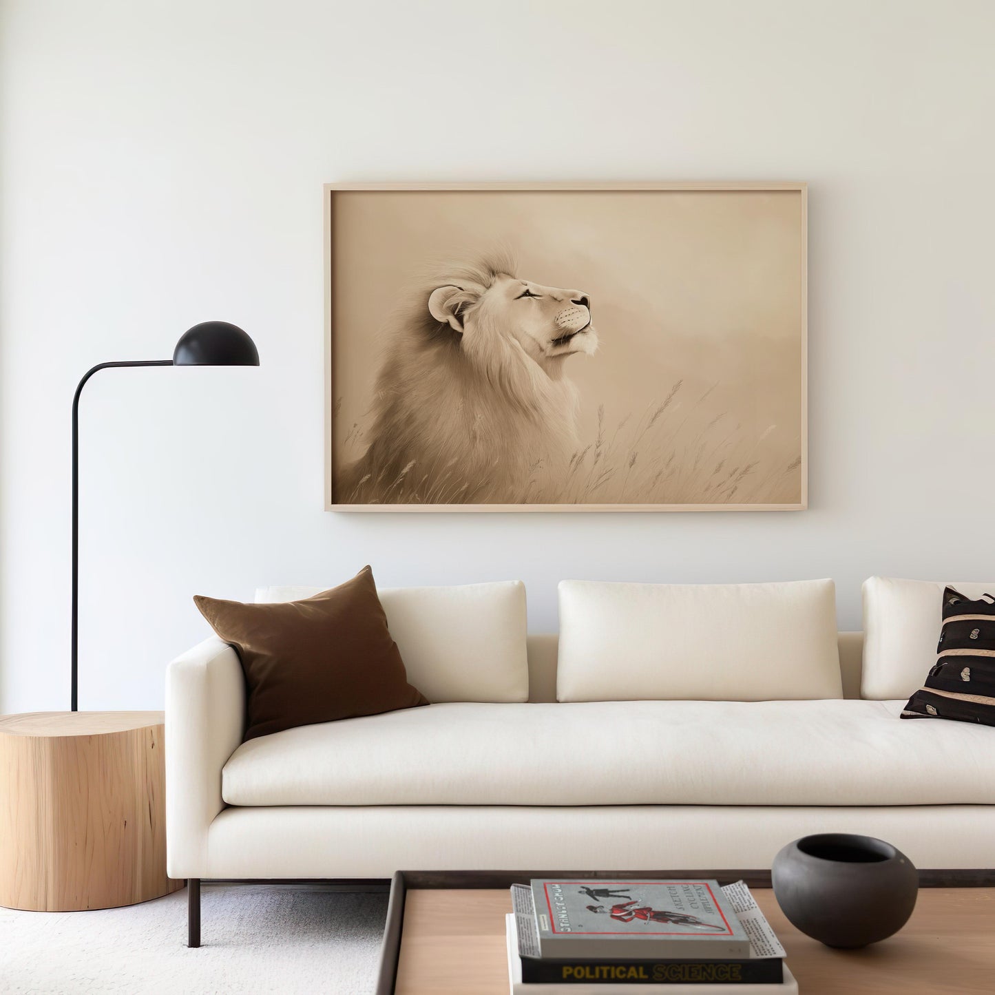 Majestic Lion in the Golden Savanna Poster - Animal Wall Art