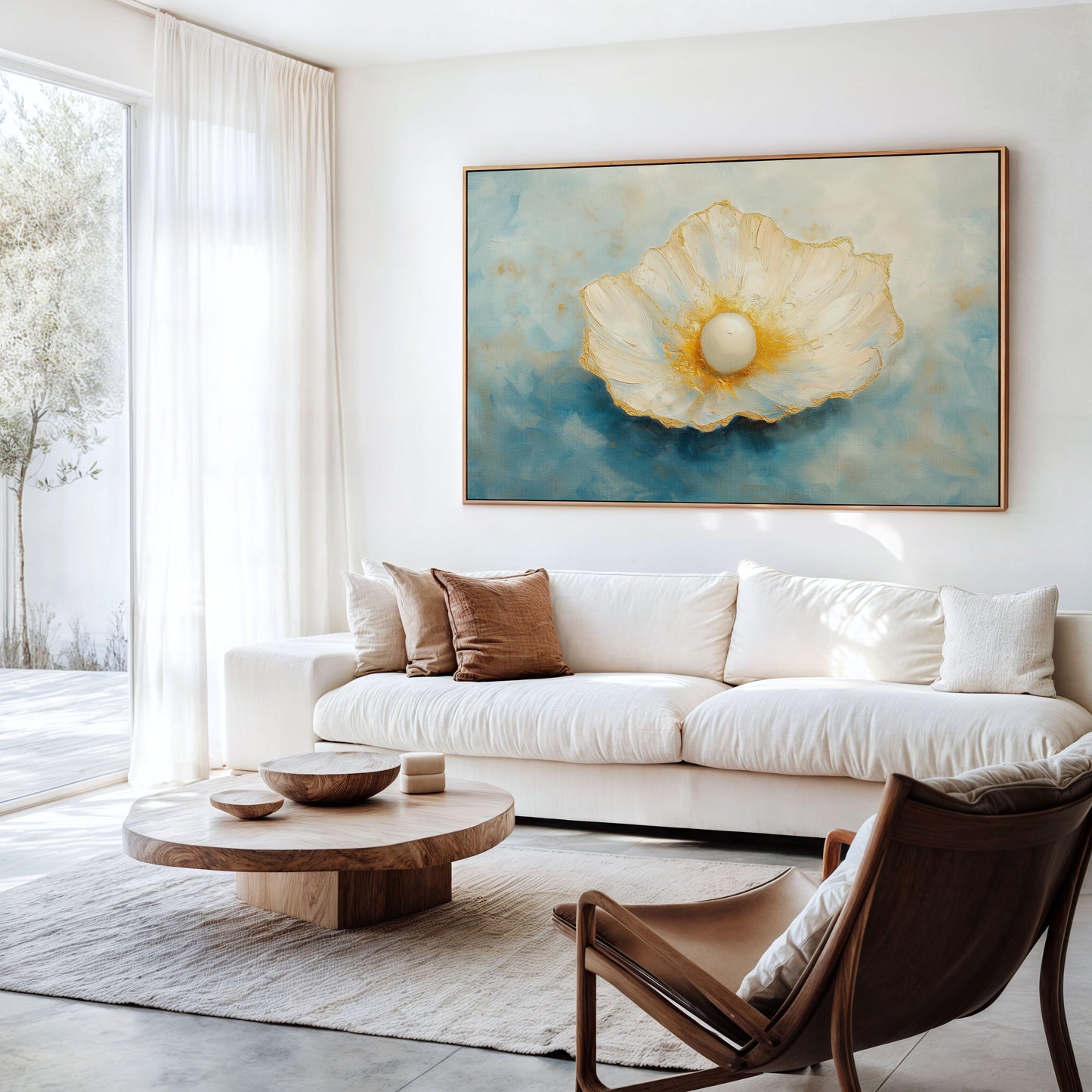 Sea Pearl Oil Painting with Golden Highlights Wall Art Poster
