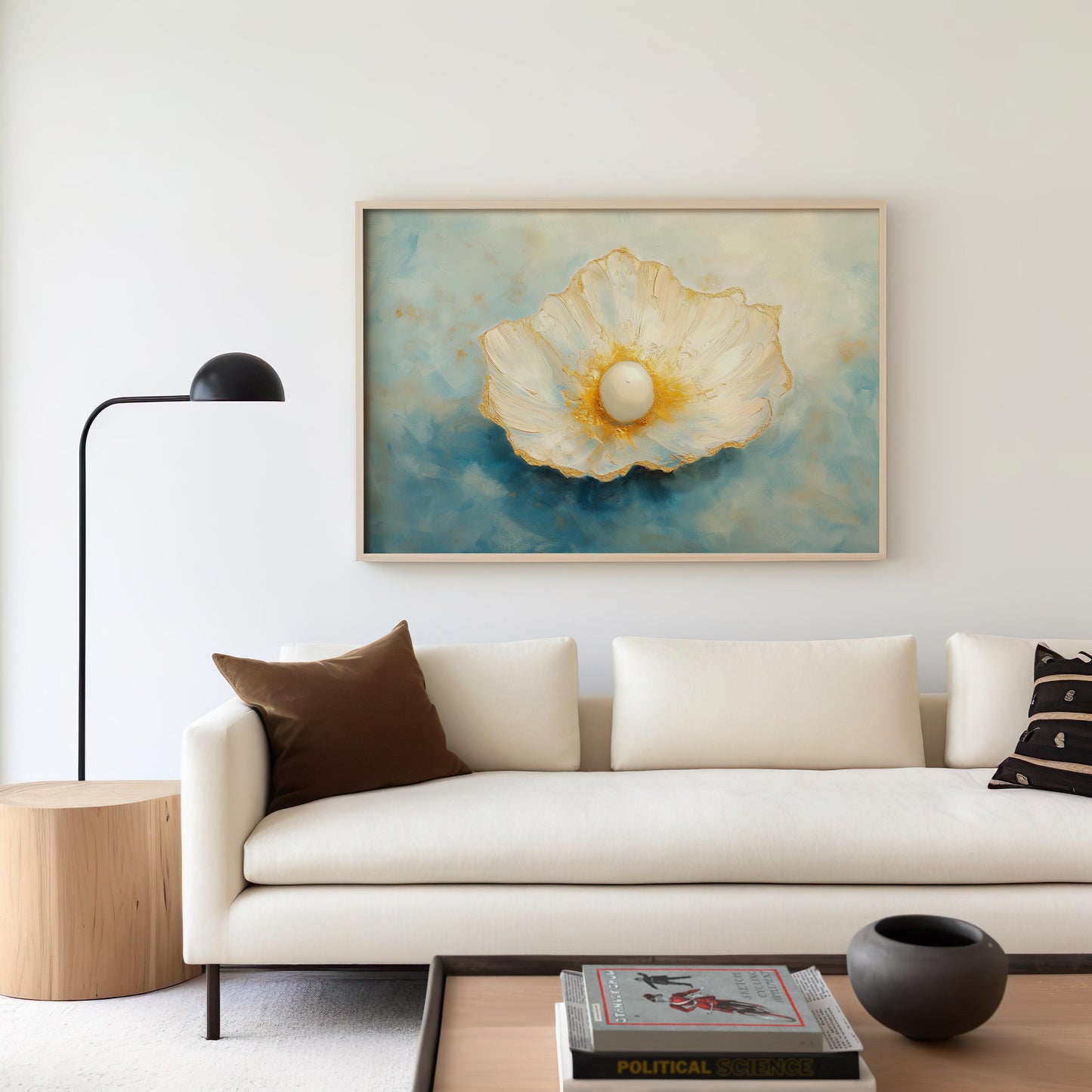 Sea Pearl Oil Painting with Golden Highlights Wall Art Poster
