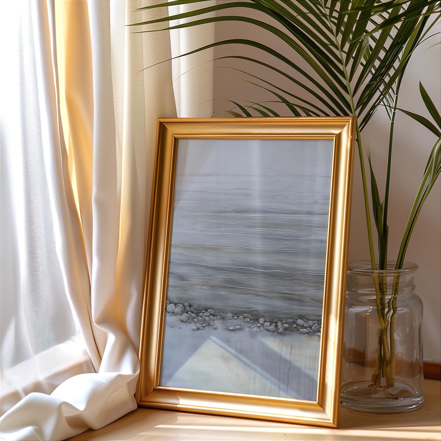 Tranquil Shoreline Poster – Minimalist Coastal Serenity Wall Art