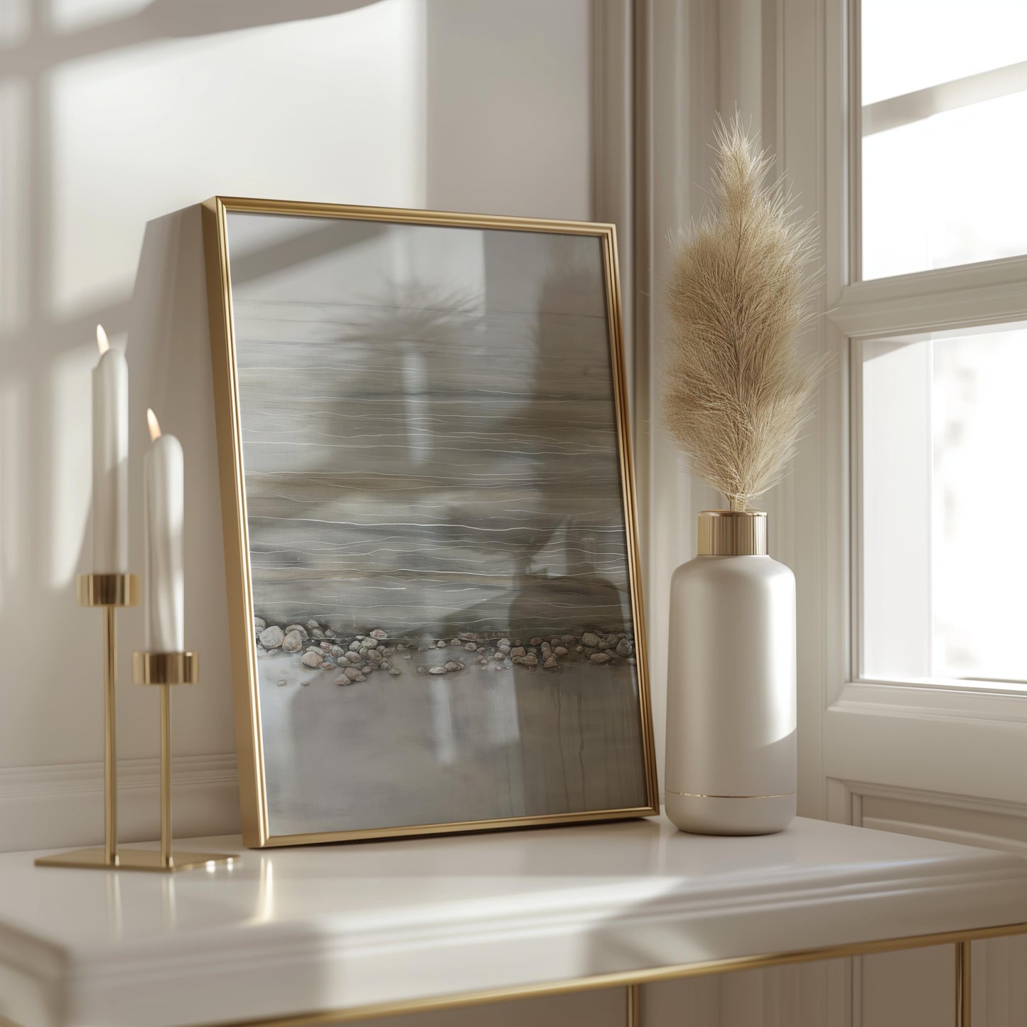 Tranquil Shoreline Poster – Minimalist Coastal Serenity Wall Art